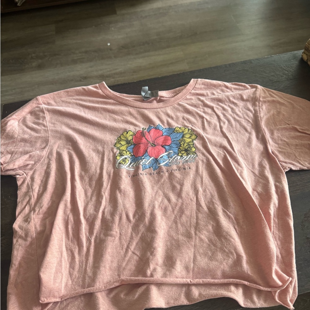 Pink Floral Graphic Crop Top